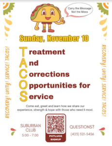 TACOS- Treatment And Corrections Opportunities for Service @ Suburban Club